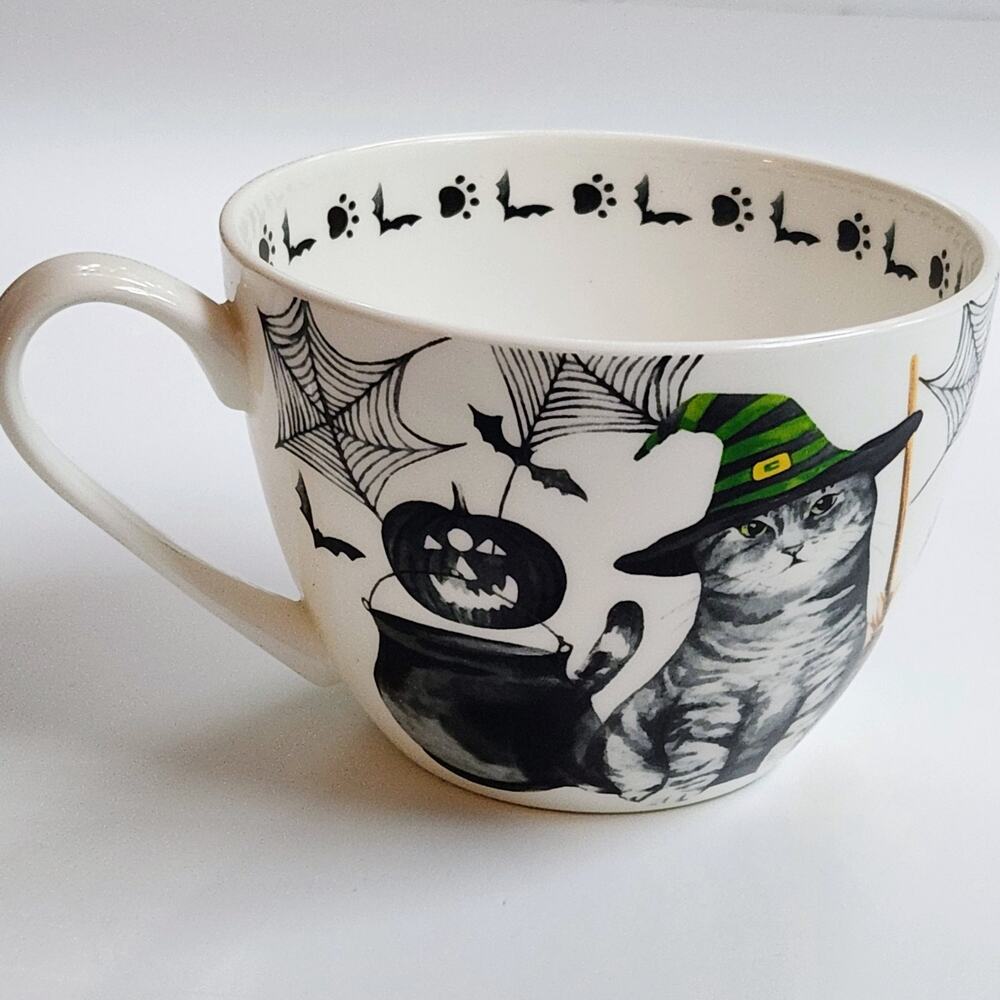 Portobello By Design Creepy Cat Halloween Bone China Oversized Mug 14oz